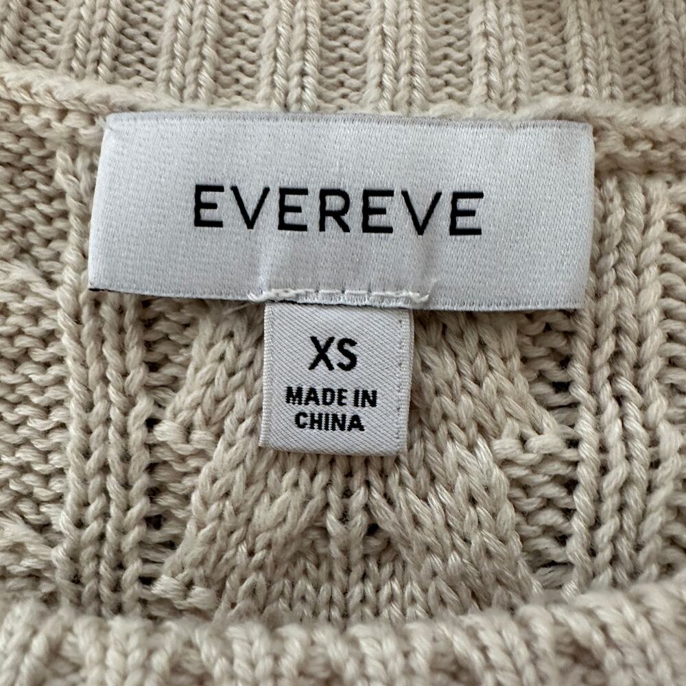 Evereve Sweater Womens XS Cable Knit Alexis Strong Shoulder Pullover Ivory - Picture 10 of 12